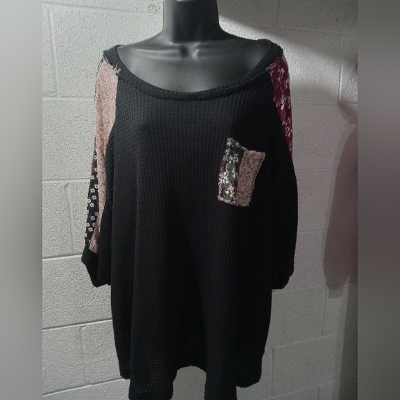 POL Tops - SUPER soft Patchwork Style Long Sleeve Top